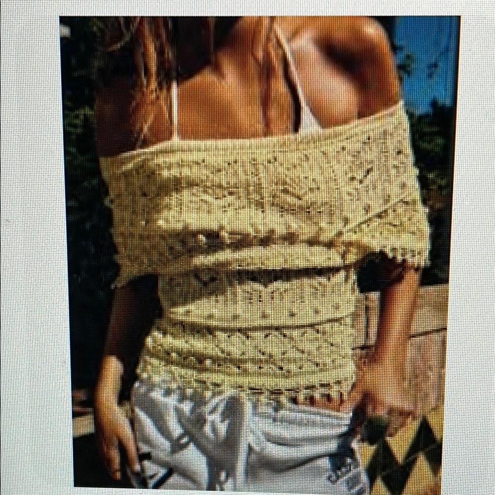 Zara off the Shoulder Yellow Knit top